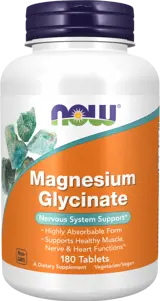 NOW Foods Magnesium Glycinate Highly Absorbable Magnesium Bisglycinate Магнезиев Бисглицинат - 180 таблетки, 90 дози