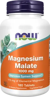 NOW Foods Magnesium Malate 1000 мг Магнезиев Малат - 180 таблетки, 180 дози