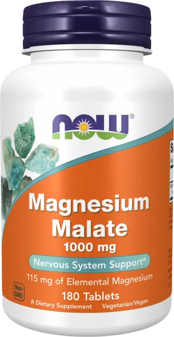 NOW Foods Magnesium Malate 1000 мг Магнезиев Малат - 180 таблетки, 180 дози