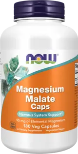 NOW Foods Magnesium Malate 840 мг Магнезиев Малат - 180 веге капсули, 180 дози