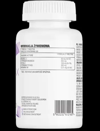 OstroVit Magnez MAX Anticramp Магнезиев Цитрат - 60 таблетки, 60 дози