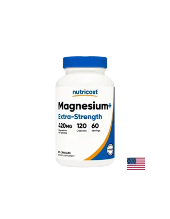 Nutricost Magnesium+ Extra-Strength Високодозирана формула за подкрепа на мускулите и нервната система х 120 капсули