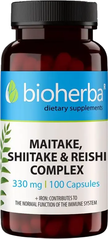 Bioherba Maitake, Shiitake & Reishi Complex 380 mg За силен имунитет и жизненост х 100 капсули