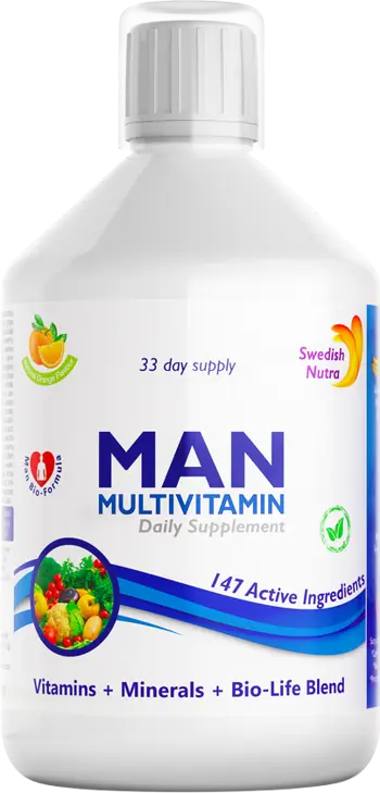Swedish Nutra Man Multivitamin Vitamins + Minerals + Bio-Life Blend за мъжко здраве