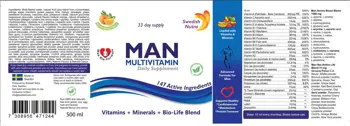 Swedish Nutra Man Multivitamin Vitamins + Minerals + Bio-Life Blend за мъжко здраве