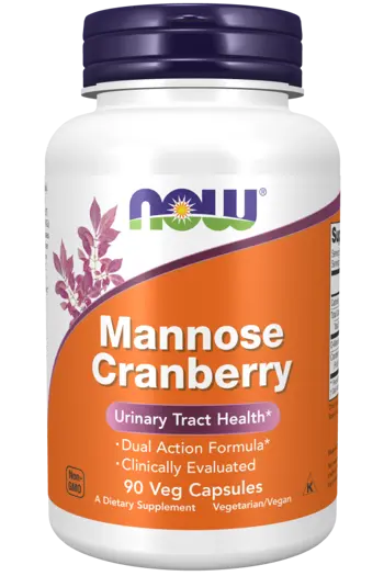 NOW Foods Mannose Cranberry Д-Маноза + Червена Боровинка - 90 веге капсули, 45 дози