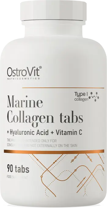 OstroVit Marine Collagen + Hyaluronic Acid and Vitamin C Рибен Колаген, Хиалуронова Киселина и Витамин С - 90 таблетки, 22 дози