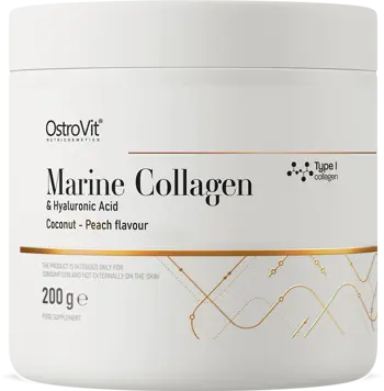 OstroVit Marine Collagen & Hyaluronic Acid Powder with Vitamin C Рибен Колаген + Витамин C + Хиалуронова Киселина - 200 грама, 40 дози