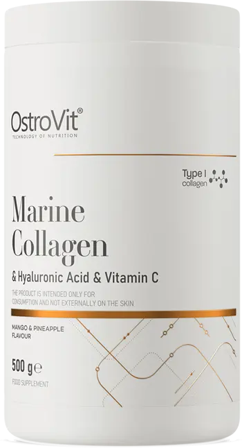 OstroVit Marine Collagen & Hyaluronic Acid Powder with Vitamin C Рибен Колаген + Витамин C + Хиалуронова Киселина - 500 грама, 100 дози