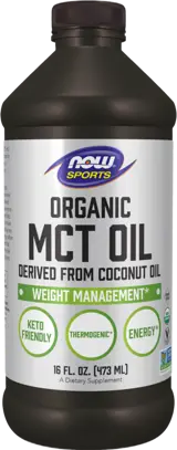 NOW Foods MCT Oil 100% Certified Organic Средноверижни Триглицериди (MCT Oil) - 473 мл, 32 дози
