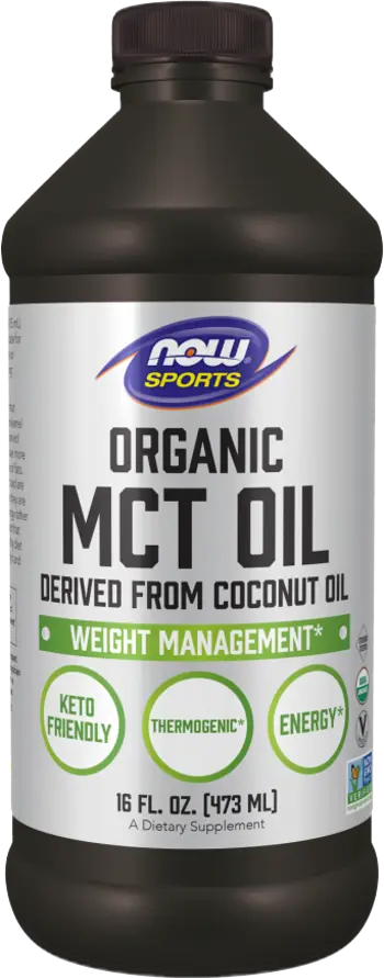 NOW Foods MCT Oil 100% Certified Organic Средноверижни Триглицериди (MCT Oil) - 473 мл, 32 дози