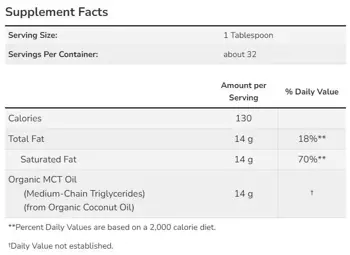 NOW Foods MCT Oil 100% Certified Organic Средноверижни Триглицериди (MCT Oil) - 473 мл, 32 дози