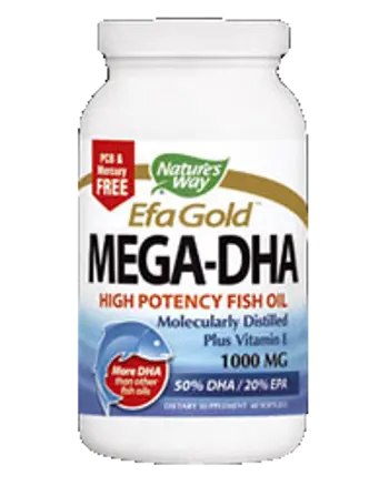 Natures Way Mega-DHA Fish Oil 1000 mg Рибено масло за мозък и зрение х 60 капсули