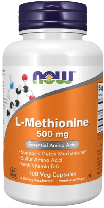 NOW Foods L-Methionine 500 мг Метионин - 100 веге капсули, 50 дози