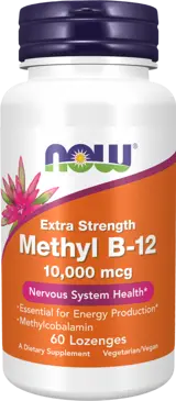 NOW Foods Methyl B-12 10000 мкг Витамин Б-12 Метил - 60 подезични таблетки, 60 дози