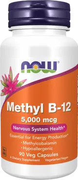 NOW Foods Methyl B-12 5000 мкг Витамин Б-12 - 90 веге капсули, 90 дози