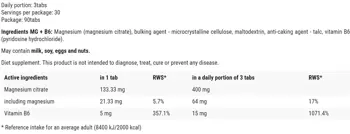 MP Sport MG + B6 400 mg Magnesium Citrate + B6