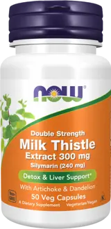 NOW Foods Milk Thistle - Silymarin Extract Double Strength with Artichoke & Dandelion Магарешки Бодил / Силимарин + Артишок и Глухарче