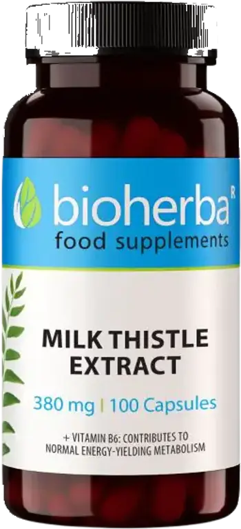 Bioherba Milk Thistle Extract 380 mg Бял трън за детоксикация на черен дроб х 100 капсули