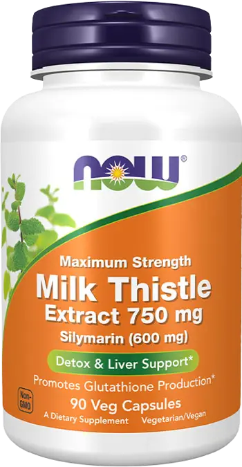 NOW Foods Milk Thistle Extract 750 мг Магарешки Бодил Силимарин - 90 веге капсули, 90 дози