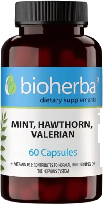 Bioherba Mint, Hawthorn, Valerian В подкрепа на нервната система х 60 капсули