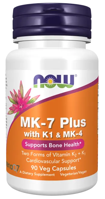 NOW Foods MK-7 Plus with Vitamin K1 & MK-4 Витамин МК7 - 90 веге капсули, 90 дози