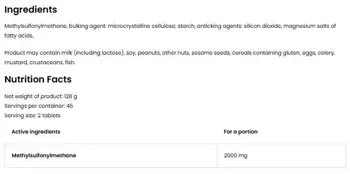OstroVit MSM 1000 мг МСМ - 90 таблетки, 45 дози