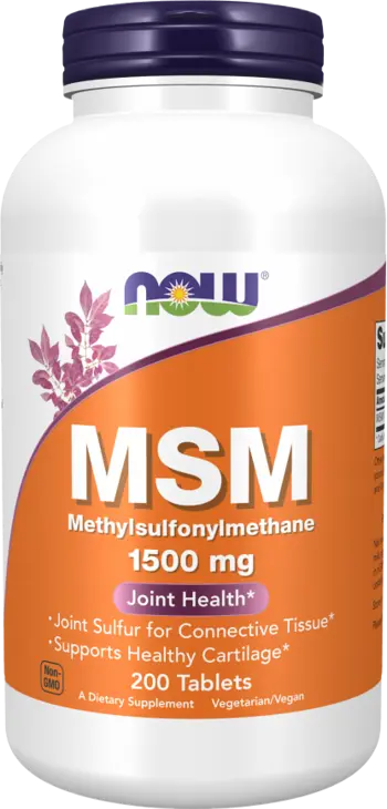 NOW Foods MSM 1500 мг МСМ - 200 таблетки, 100 дози