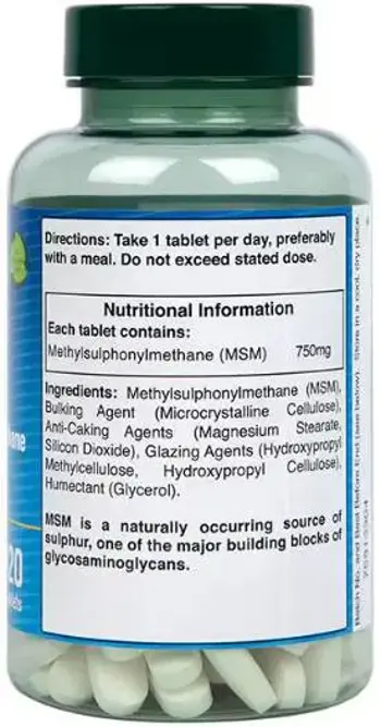 Holland & Barrett MSM / Methylsulphonylmethane 750 mg За здрави стави и съединителна тъкан х 120 Таблетки
