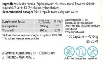 Bioherba Muira Puama Root 410 mg За повишаване на либидото и сексуалната функция