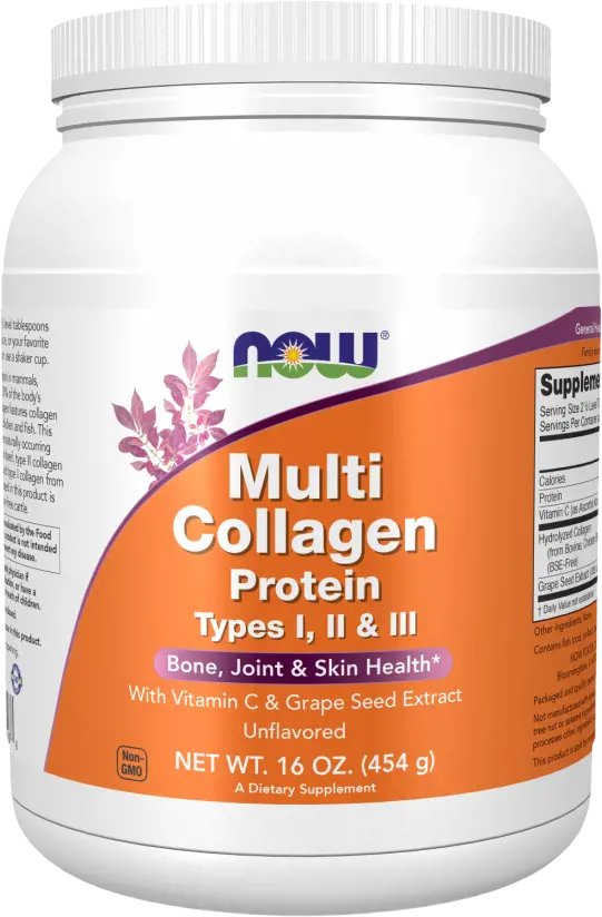 NOW Foods Multi Collagen Protein Types I, II & III Powder Мулти Колаген Комплекс на Прах - 454 грама, 35 дози