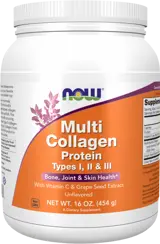 NOW Foods Multi Collagen Protein Types I, II & III Powder Мулти Колаген Комплекс на Прах - 454 грама, 35 дози
