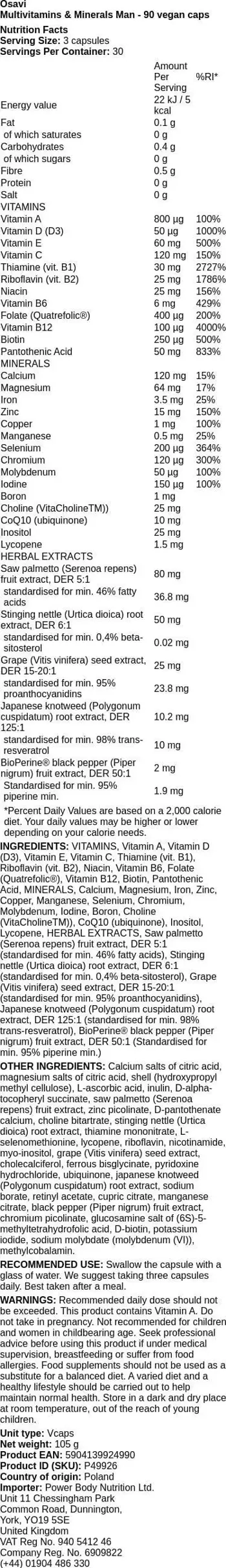 Osavi Multivitamins & Minerals Man Мултивитамини и Минерали за Мъже