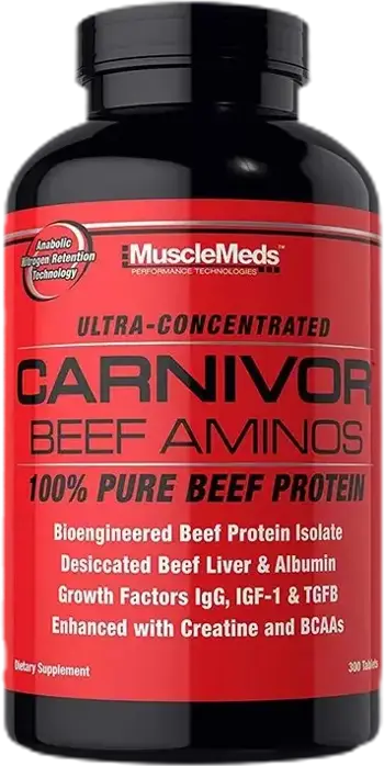 MuscleMeds Carnivor Beef Aminos 100% чист говежди протеин 300 Таблетки