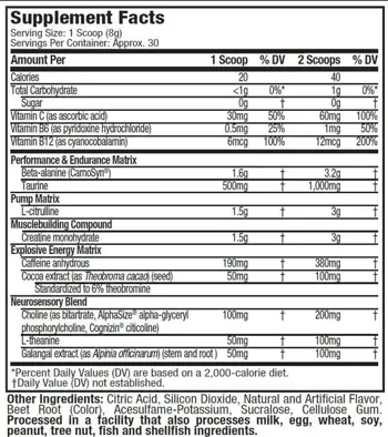 MuscleTech VAPOR X5 Next Gen Азотен Бустър - 264 грама, 30 дози