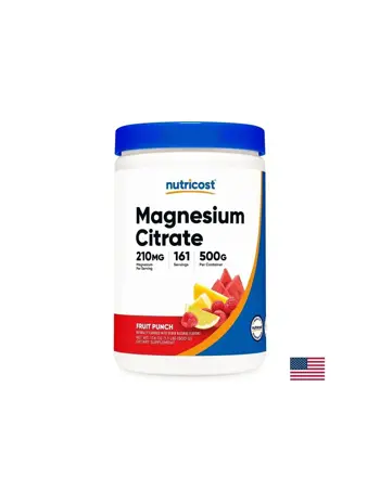 Nutricost Magnesium Citrate Магнезий цитрат, 210 mg х 500 g прах, с вкус на плодов пунш