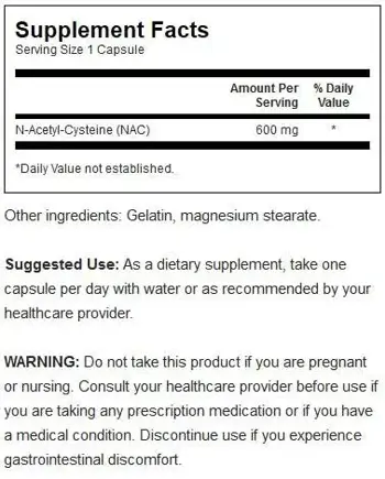 NAC N-Acetyl Cysteine 600 mg - 100 капсули, 100 Дози