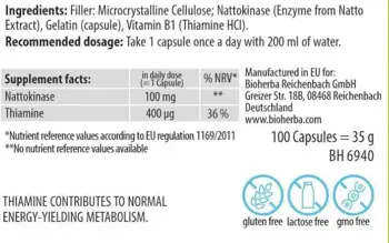 Bioherba Nattokinase 100 mg Подкрепа за сърдечно-съдовата система х 100 капсули