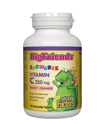 Natural Factors 250 мг Витамин С за Деца BigFriends® - 90 дъвчащи таблетки, 90 дози