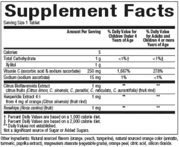 Natural Factors 250 мг Витамин С за Деца BigFriends® - 90 дъвчащи таблетки, 90 дози