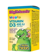Natural Factors 400 IU Vitamin D3 Big Friends® Витамин D3 за Деца - 15 мл, 500 дози