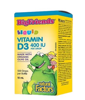 Natural Factors 400 IU Vitamin D3 Big Friends® Витамин D3 за Деца - 15 мл, 500 дози