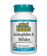 Natural Factors Acidophilus & Bifidus 5 Billion Active Cells Ацидофилус Бифидус 5 Милиарда Активни Пробиотици - 90 капсули, 90 дози