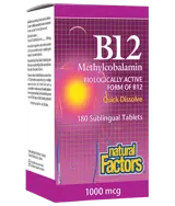 Natural Factors B12 Methylcobalamin 1000 мкг Витамин В12 (Метилкобаламин) - 180 подезични таблетки, 180 дози