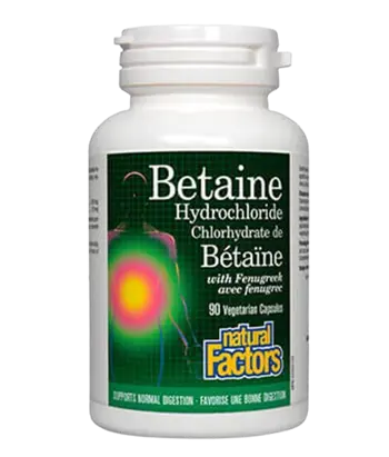 Natural Factors Betaine Hydrochloride 500 мг Бетаин Хидрохлорид - 90 веге капсули, 90 дози