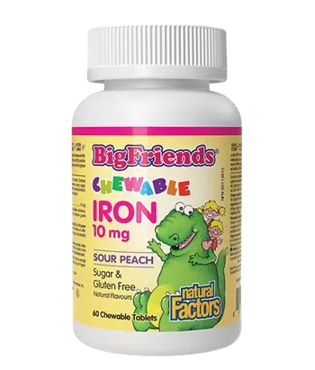 Natural Factors Big Friends® Chewable Iron 10 мг Желязо за Деца - 60 дъвчащи таблетки, 60 дози