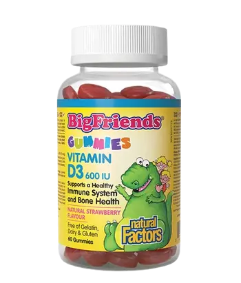 Natural Factors BigFriends Vitamin D3 for Kids 600 IU Витамин D3 Гъми за Деца - 60 желирани таблетки, 60 дози