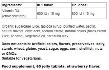Natural Factors BigFriends Vitamin D3 for Kids 600 IU Витамин D3 Гъми за Деца - 60 желирани таблетки, 60 дози