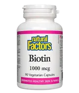 Natural Factors Биотин 1000 µg Коса, Кожа, Нокти - 90 веге капсули, 90 дози