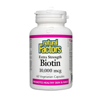Natural Factors Biotin 10000 мкг Коса, Кожа и Нокти Биотин - 60 веге капсули, 60 дози